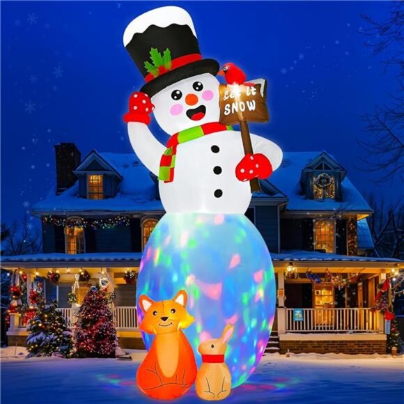12FT Christmas Inflatables Outdoor Decoration, Giant Inflatable Snowman Cardinal - Picture 1 of 8